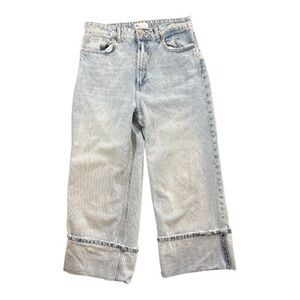 Zara Light Blue Wide Leg Cropped Women's Jeans